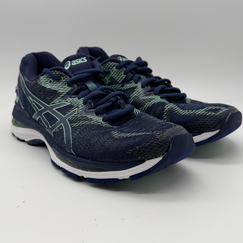ASICS Gel Nimbus 20 Womens 9.5 Navy Mint Running Shoes T850N